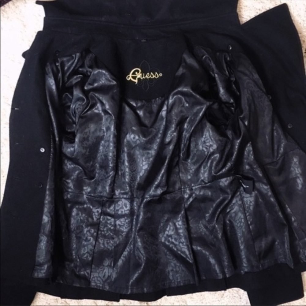 GUESS WOOL DOUBLE BREASTED BLACK PEACOAT JACKET M - Picture 5 of 10
